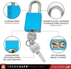 TRADESAFE Lockout Tagout Locks Set - 10 Blue Aluminum Loto Locks, Lock Out Tag Out Padlocks Keyed Alike, 2 Keys Per Lockout Padlock, OSHA Compliant