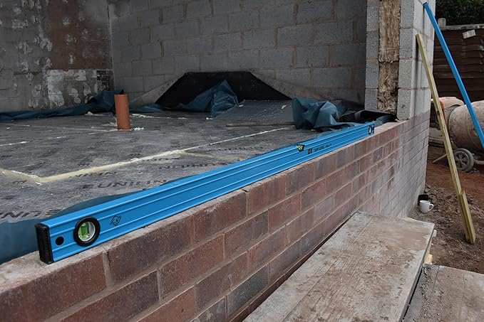 OX Tools OX-P503418 72-inch TUFF Level with Shock Resistant End Caps – Single Solid Piece Box Level Body to Keep Mud Out & Reinforced Vials 6 foot level Contractor Grade |Aluminum Box Level