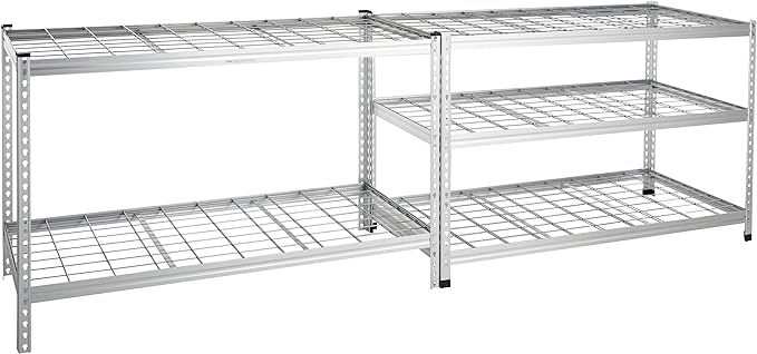 Amazon Basics 4000IBS Heavy Duty Adjustable Storage Shelving Unit, 5 Shelf, High-Grade Aluminum, Silver, 60 x 24 x 78 Inch