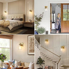 VerRon Wall Sconces, Gold Bathroom Light Fixtures, Modern Vanity Lights, Sconces Wall Lighting with Clear Glass, Sconces Wall Decor Set of 2, Light Fixture for Mirror, Living Room, Bedroom, Hallway