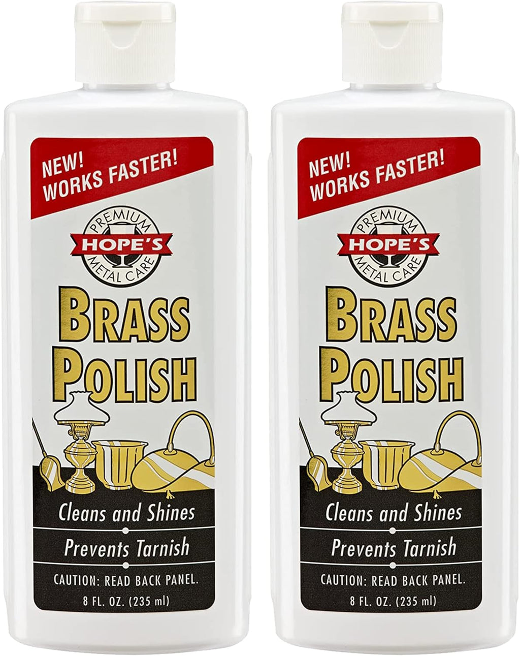 HOPE'S Brass Polish and Cleaner, Prevents Tarnish, Safe for Brass, Copper, Chrome, and Sterling Silver, Metal Polish for Cymbals, Trombone, Trumpet, and Other Instruments, 8 oz, Pack of 2