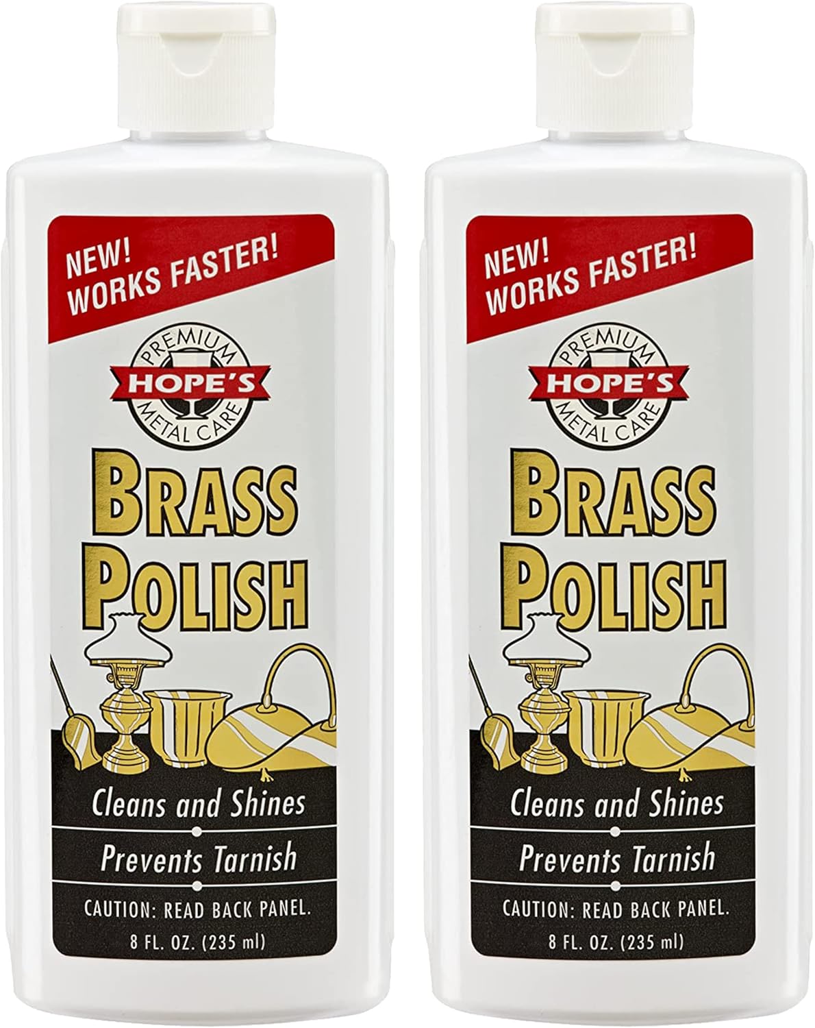 HOPE'S Brass Polish and Cleaner, Prevents Tarnish, Safe for Brass, Copper, Chrome, and Sterling Silver, Metal Polish for Cymbals, Trombone, Trumpet, and Other Instruments, 8 oz, Pack of 2