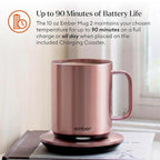 Ember Temperature Control Smart Mug 2, 10 Oz, App-Controlled Heated Coffee Mug with 80 Min Battery Life and Improved Design, Rose Gold