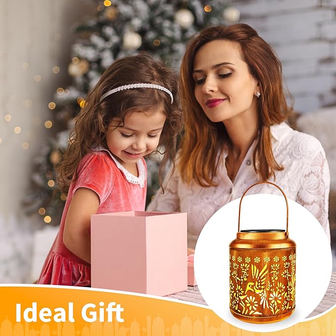 Brizled Hummingbird Solar Lanterns, 2 Pack Outdoor Lanterns Christmas Birthday Gift for Women Mom Grandma, Hummingbird Hanging Garden Lantern, Waterproof Solar Lights for Table Garden Patio Path Porch