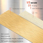 GSCIT Club Gold Edge Banding, 1/2 Inch x 25ft Aluminum Brushed Edge Banding Brass PVC Edge Trim for Cabinet Repair