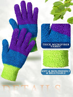 Patelai 3 Pairs Microfiber Plant Dusting Gloves Leaf Cleaning Gloves for Indoor Plants, Blinds, Furniture, House(Medium,Colorful)