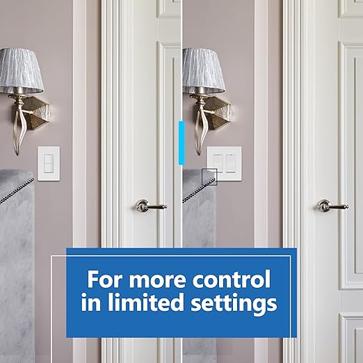 LIDER Minimalist Design Matte Finish Lighted Double Switch with Screwless Wall Plate, Combination Frameless Decorator Switch with Locator Light Ground Terminal, Single Pole, 15A 120V, UL Listed, White