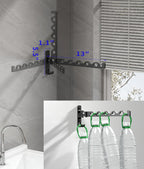 Dr.DJ Wall Hanger for Clothes, Coat Hanger Wall Mounted Silver Retractable Clothes Drying Organizer Rack Garment Hooks Aluminium Folding Indoor Space Save (2 Racks) Silver