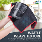 Airlab Microfiber Cleaning Cloth Waffle Weave Dust Rags for Household Kitchen Towel Absorbent Quick Drying Cleaning Rags Streak Free Lint Free, 6 Pack,12 x 12 Inches, Grey