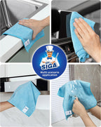 MR.SIGA Microfiber Cleaning Cloth, All-Purpose Microfiber Towels, Streak Free Cleaning Rags, Pack of 15, Sky Blue, Size 30 x 30 cm(11.8 x 11.8 inch)