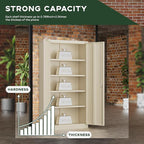 Greenvelly Metal Garage Storage Cabinet with Locking Doors, 72" Grey Lockable Storage Cabinet with Adjustable Shelves, Steel Tool Cabinets,Metal File Cabinet for Home Office, Garage (36" W x 18" D)