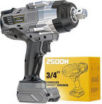 3/4" Cordless Impact Wrench Compatible with Dewalt 20V Battery: 1850FT-LBS(2500N.m) High Torque Impact Driver, Auto-Stop Reverse, 4-Speed Heavy Duty Impact for Car/Truck/Mower(Bare Tool)