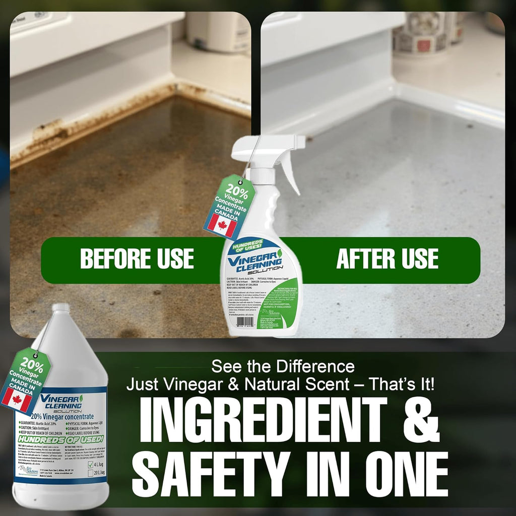 Eco Solutions Vinegar Cleaning Solution - multipurpose cleaning vinegar for home, outdoors & automotive, 20% vinegar concentrate (5.3 Gallon (20 Litre))