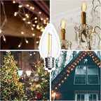 Jslinter 25Pack C7 LED String Light Bulbs Replacement, 1W(11W Equivalent), 60LM, 2200K Warm White, Shatterproof, E12 Screw Base, Vintage Edison Bulbs for Patio Garden