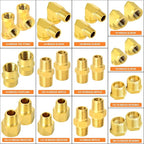 GASHER 26PCS Brass Pipe Fitting Kit, Hex Bushing, Reducer Adapter, Hex Nipple, 90 Degree Barstock Street Elbow