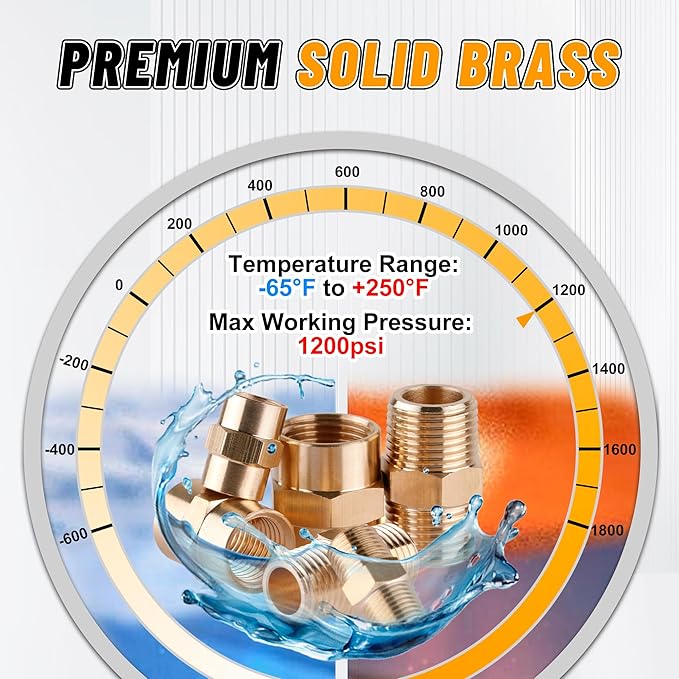 KOOTANS 24PCS Brass Pipe Fittings Brass Hex Nipple Hex Coupling Kit 1/8" to 1/8" NPT, 1/4" to 1/4" NPT, 3/8" to 3/8" NPT Male to Male Female to Female Adapter Pipe Fitting Connector