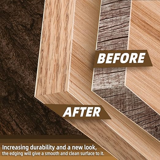 GSCIT Club Red Oak Edge Banding, 5/8 inch x 25ft roll of Veneer Edge Banding - Pre-glued Flexible, Real Wood Tape for Cabinet Repair & Furniture Restoration