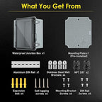 Waterproof Electrical Junction Box, IP67 Plastic Weatherproof Outdoor WiFi Enclosure with Mounting Plate, Wall Brackets, for WiFi Electronics Project, Clear (5.9"x5.9"x3.5")