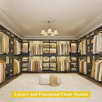 Unikito 10-15FT Closet Systems, Large Wood Walk in Closet Organizer with Hanging Rods and Drawers, Heavy Duty Closets Wardrobe with Shoe Rack, Sturdy Reversible Clothes Closet Kit, Black, Set of 2