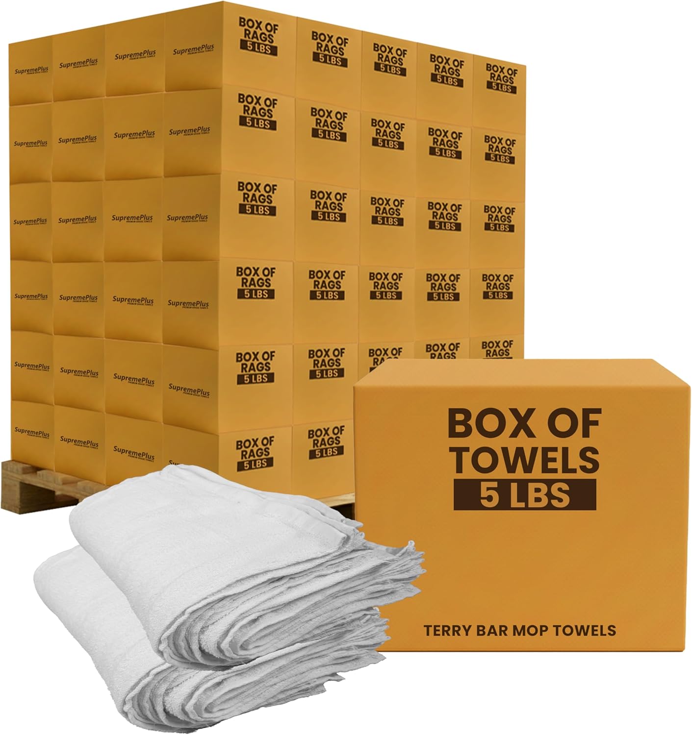 White Terry Bar Mop Towels 4800 Pcs (Approx) - 100% Cotton Ultra-Absorbent Cleaning Rags, Perfect Washable Kitchen Rags for Bars, Restaurants & Home (600 lbs Pallet - 120x5 lbs. Box)