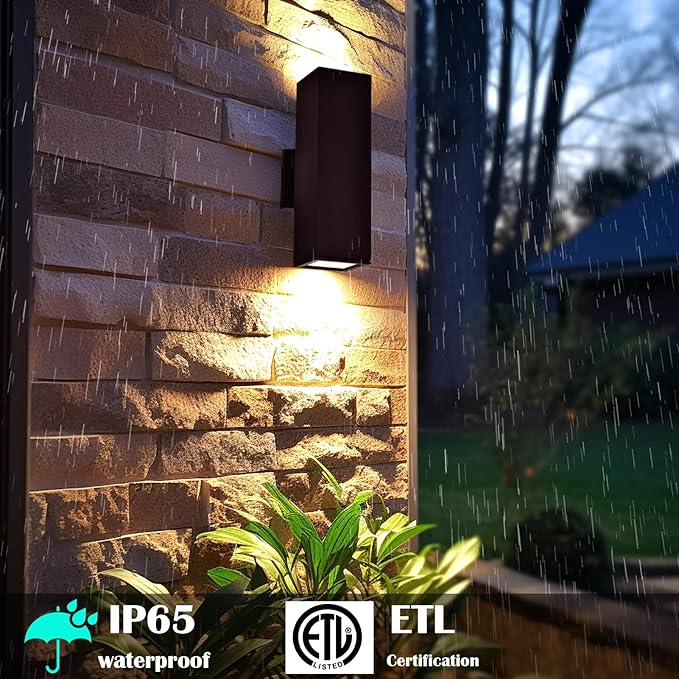 2 Pack Up Down Outdoor Wall Lights, Patio Wall Light Fixture, Oil Rubbed Bronze Porch Lights Outside Wall, Anti Rust Waterproof Outdoor Wall Sconce for Garage, Balcony, Backyard - ETL