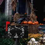 Halloween Skull Mailbox Cover Dancing Human Skeleton Mailbox Covers Magnetic Standard Size 21x18 Inch Moon Black Post Letter Box Wraps for Garden Outdoor Decorations