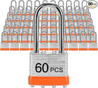 Padlocks with Same Key, LQYN 60 Pcs Laminated Keyed Padlock (1-9/16", 40mm), Keyed Alike Locks, Long Shackle, for Storage Locker, Hasp Latch, Toolbox, Sheds
