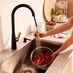 American Standard 1048814240 Aspirations Single-Hole Kitchen Sink Faucet with Pull-Down Sprayer, 1.8 GPM, Matte Black/Brushed Gold