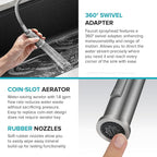 KRAUS Torak Pull Down Kitchen Faucet in Matte Black with 2 Function Sprayer, Pre-Attached Water Lines, and Mounting Hardware, KPF-2841MB