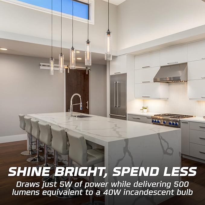 OHLECTRIC T9 LED Tubular Bulbs (4-Pack) 5W (40W Equivalent) 11" Clear Tubular Bulb 400 Lumens, 3000K Soft White, E26 Medium Base, Dimmable, Wet Rated, Filament Style, Replacement for Bulbrite 776946