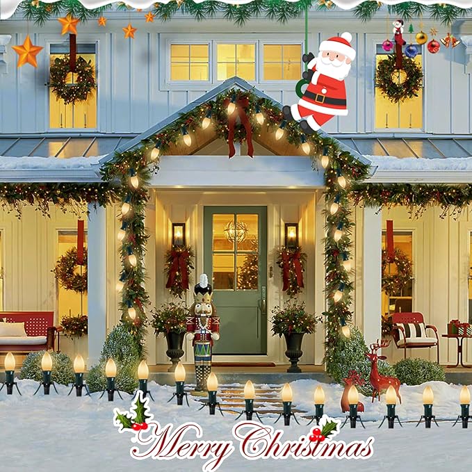 25 Pack C9 Christmas White LED Light Bulb,Vintage Warm White Plastic C9 Replacement Bulbs Shatterproof C9/E17 Intermediate Base 0.6 Watt Great for Night Lights Christmas Outdoor String Lights