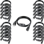 131FT（6.56FT*20） Black Extension Cord with Switch On/Off, 3 Prong Grounded Plug, Insulated & Flame Retardant,125V 375W Indoor Power Cord, UL Listed