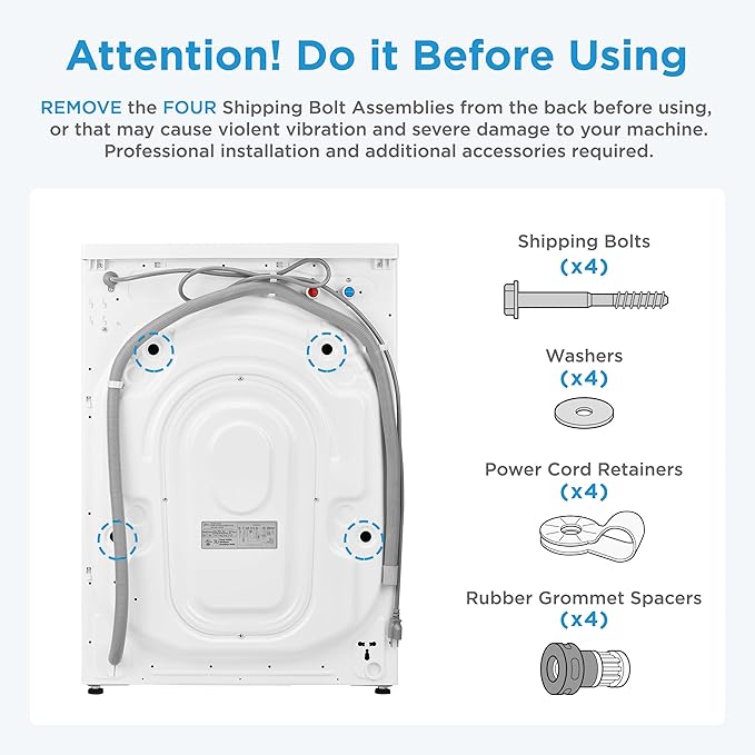 Midea 24 Inch Washer and Dryer Combo, All in One Washer and Dryer 2.7 cu.ft 26lbs, Ventless Washing Machine, Steam Care, Overnight Dry, 1400 RPM, 16 Cycles Front Load Washer, Full-Automatic, White