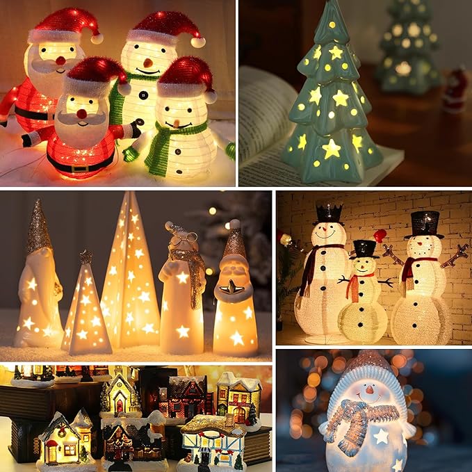 25 Pack C7 Christmas Light Bulbs Nightlight Bulb Vintage Clear Replacement Bulbs for Christmas Village Houses, Xmas Tree, Night Lights, Window Candle & String Light Bulbs Replacement, E12 Base, 5W