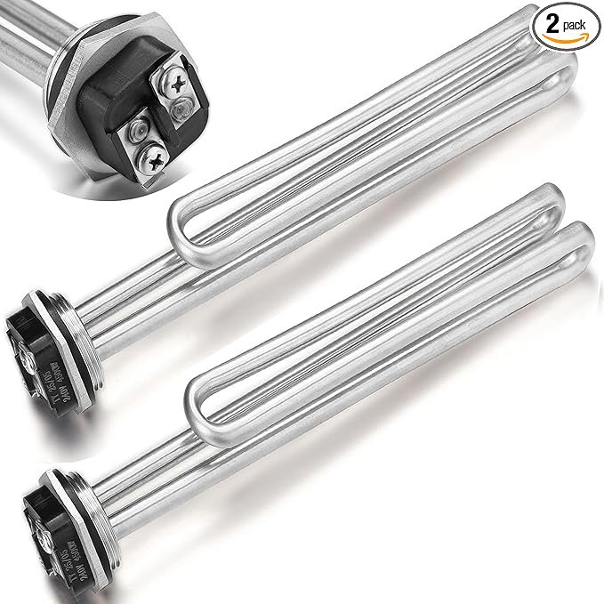 Mornajina 2 Packs 02582 Electric Water Heater Elements 4500W 240V, Hot Water Heater Replacement Parts Screw-in RV Hot Water Heater Fit Most Models, Foldback Type