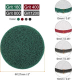 HARFINGTON 4pcs Scrubber Scouring Pads 180 400 800 1200 Grits 5 Inch Drill Power Brush Hoop and Loop Surface Conditioning Disc Drill Scuffing Disc Scrub Pads for Kitchen Cleaning, 4 Colors