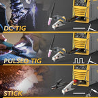 TOOLIOM TIG Welder with Pulse Multifunctional TIG Welding Machine DC TIG/Spot TIG/Pulse TIG/Stick 110&220V Dual Voltage with Large Digital Display