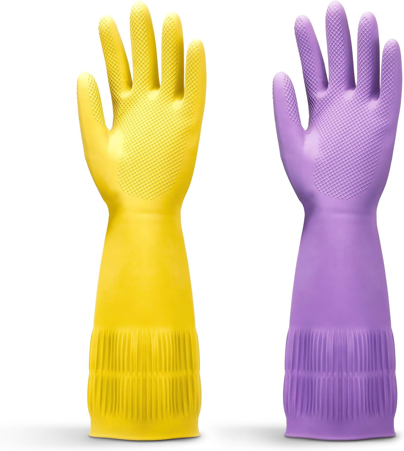 FMP Brands 3/6/12/60 Pairs 15 Inch Extra Long Rubber Dishwashing Gloves - Non-Slip for Cleaning, Kitchen, Bathroom, Gardening