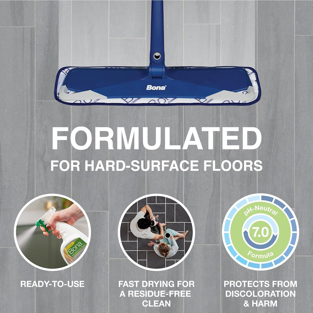 Bona Multi-Surface Floor Cleaner Spray - 32 fl oz - Lemon Mint Scent - Refillable - Residue-Free Floor Cleaning Solution for Stone, Tile, Laminate, and Vinyl Floors