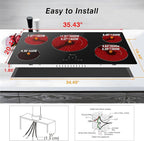 Electric Cooktop 36 Inch 5 Burners, Electric Stove Top, Built-in Ceramic Radiant Cooktop with Sensor Touch Control, Fast Heat, Multiple Safety Protection, 9000W with Hard Wire for 220V~240V