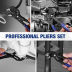 WORKPRO 2-Piece 7-Inch Pliers Wrench & Groove Joint Pliers Set, Quick Adjustment, CR-V Steel, Smooth Jaw & V-Jaw, Upgraded Wide Opening, Soft Grip - for Plumbing, Pipe Fittings, Household Repairs