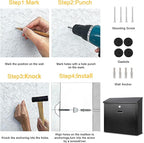 xydled Mail Boxes with Key Lock,Locking Mailbox Wall Mounted,Security Mailbox with Lock and Key,Large Capacity,Steel Cover Metal Postbox for House,14.2X 4X 12.6 Inch, Black