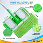 KEEPOW Reusable Mop Pads Compatible with Swiffer Sweeper Mop, Microfiber Dry Sweeping Cloths Washable Wet Mopping Cloth Refills for Hardwood Floor Cleaning, 3 Pack (Mop is Not Included)