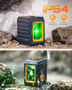 Laser Level, CIGMAN CM-G01 Self-Leveling Green Cross Line Laser, 100ft Range, 4 Brightness Levels Up to 28H Runtime, Compact 6.4oz, IP54, Magnetic Bracket, for Picture Hanging, Tile, DIY & Renovation