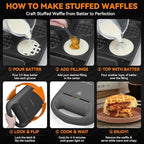Baker's Friend Multi Stuffed Waffle Maker Thick, 4-Slice with 1.2'' Thick & 4'' Dia, Belgian Mini Waffle Maker Flip, Nonstick Breakfast Sandwich Maker, Stuffed Waffle Iron, Graphite