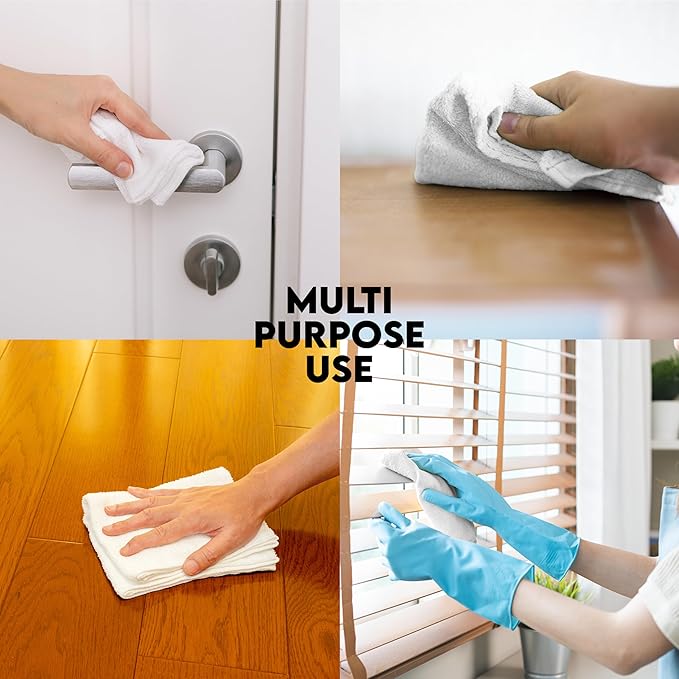 100% Cotton Terry Towels - Pack of 500 (12x12 Inches) White Cotton Terry Cloth Bar Rags, Multipurpose High Absorbent Cleaning Cloths for Auto Detailing or Painters