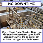 4-Pack L-Shaped Deep Fryer Cleaning Brush, Up to 750F High Heat Resistant Metal Bristles Fryer Cleaning Brush for Food Debris & Grease in Kitchen & Restaurants Deep Fryers Coil by FryOilSaver Co. B53C
