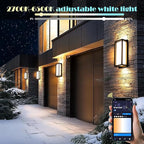 LED Smart Wall Sconces, 1Pack RGB Color Changing Outdoor Wall Light Fixtures, Exterior Lighting Fixtures via Tuya App Control, IP65 Waterproof Outside Light Fixtures for House Porch Yards
