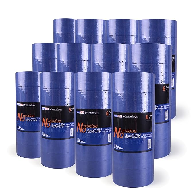 ADHES Blue Painters Tape - UV Resistant, 14 Day Clean Removal, 1.88in x 60yd, 72 Rolls