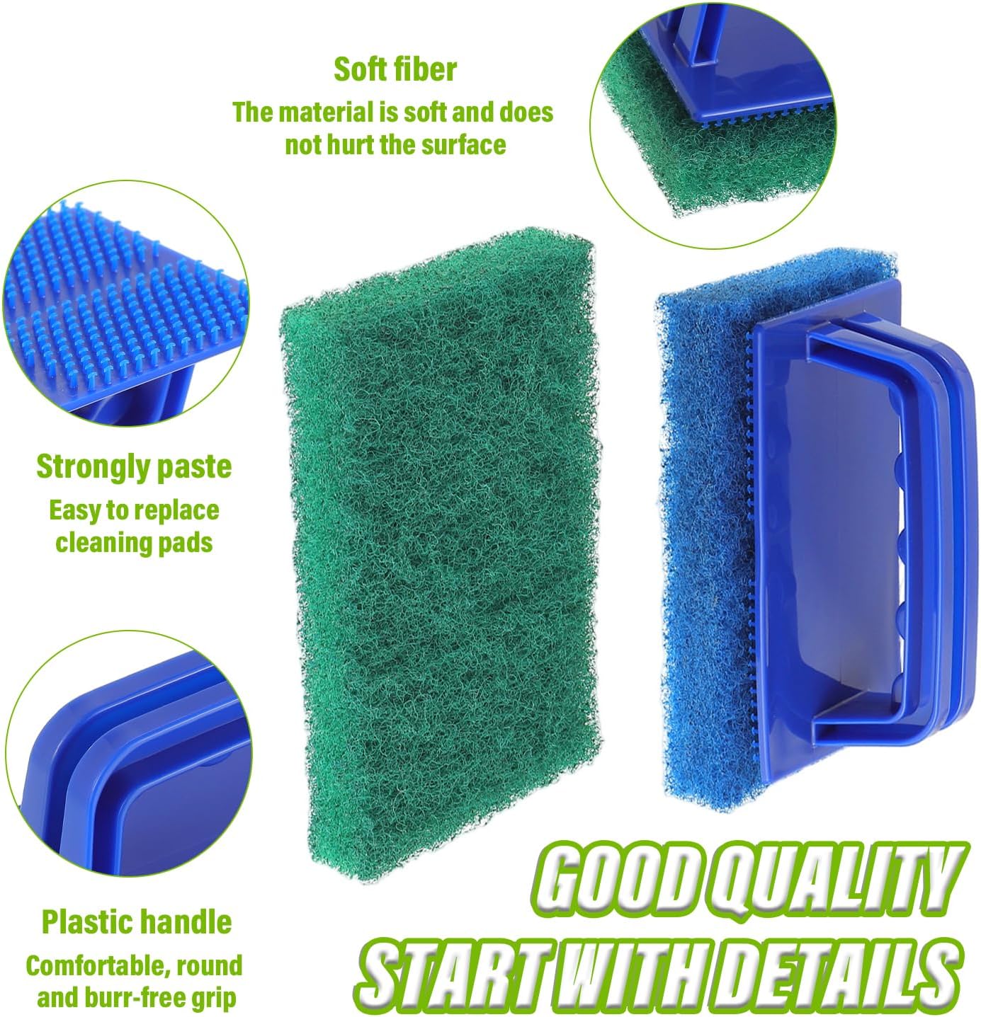 5 Pack Electric Cleaning Brush Pad Kitchen Bathroom Household Cleaning Pad Swimming Pool Wall Cleaning Brush Heavy Duty Griddle Scrubber Scouring Pad and 1 Pack Handle kit(Multicolor)